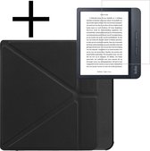 Hoes Geschikt voor Kobo Libra H2O Hoesje Bookcase Cover Book Case Hoes Sleepcover Trifold Met Screenprotector - Zwart