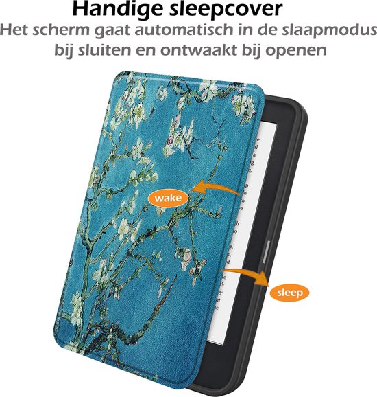 Hoesje Geschikt voor Kobo Clara 2E Hoes Book Case - Hoes Geschikt voor Kobo Clara 2E Hoesje Book Cover Met Screenprotector - Bloesem van Hoesje  — afbeelding 3