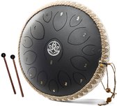 Ohana Drums® Handpan 36 cm Onyx Zwart – Tongue drum – Klankschaal – 15 noten Handpan - Tong Drum - Klankschalen – Yoga Drum – Lotus Tong - Muziekinstrument voor kinderen - Mindfulness muziektherapie - Percussie-instrumenten