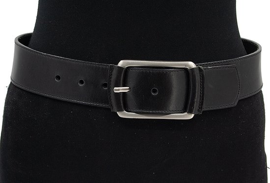 JV Belts Ceinture de hanche noire avec boucle recouverte - ceinture pour hommes et femmes - 4,5 cm de large - Zwart - Cuir véritable - Tour de taille : 85 cm - Longueur totale de la ceinture : 100 cm