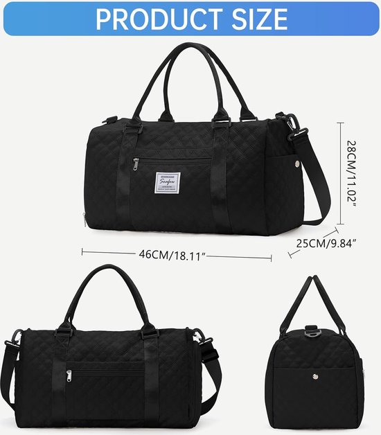 HYC00 Sporttas Dames Heren Fitness Tas Sporttassen met Schoenenvak en Droge en Natte Compartimenten Trainingstas Weekendtas Dames Reistassen Reistas Duffel Handbagage Tas Plunjezak,Grijsblauw