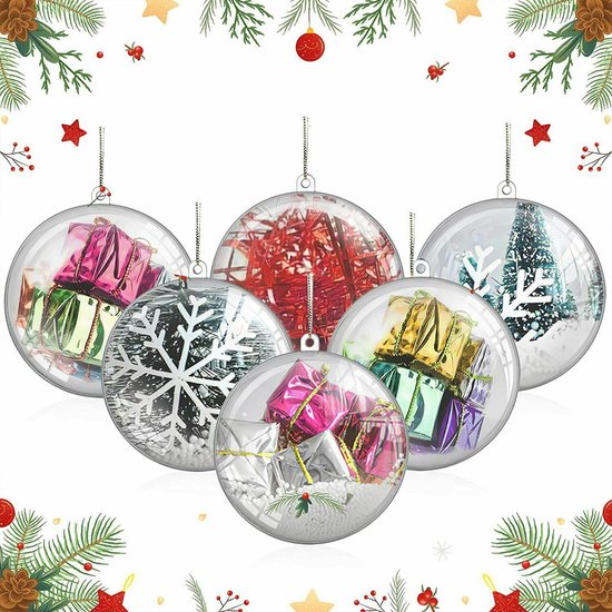 Uten Transparante Kerstballen Plastic Set - 20 Kerstballen Kunststof - Ø5cm - doorzichtige Diy kerstballen - Kerstboomversiering - Voor Halloween, Kerst, Verjaardag, Feesten, Bruiloft, Home Garden Versiering Ballen