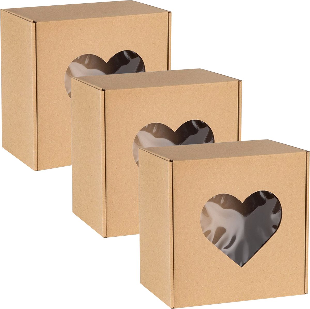 Vierkante Mode Doos met Hartvormig Venster, Geschenkdoos 20x20x10cm