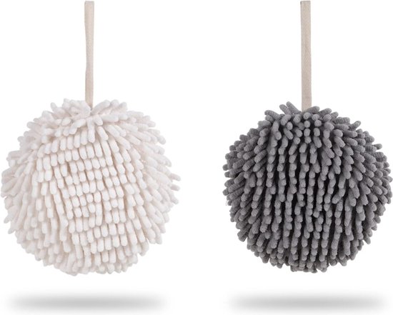 Foto: Chenille handdoeken 2 stuks zachte absorberende fuzzy ball handdoekenset om op te hangen sneldrogende handdoek voor toilet gastentoilet badkamer keuken decoratie