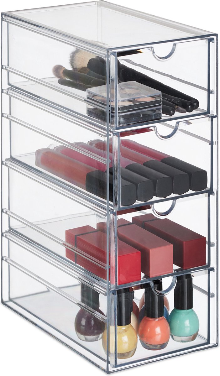 cosmetica organizer - 4 vakken - met lades - voor lippenstift - nagellak