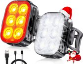 DynaBright Éclairage de vélo rechargeable par USB - LED - Éclairage avant et arrière - 6 modes d'éclairage - Éclairage de vélo - Étanche
