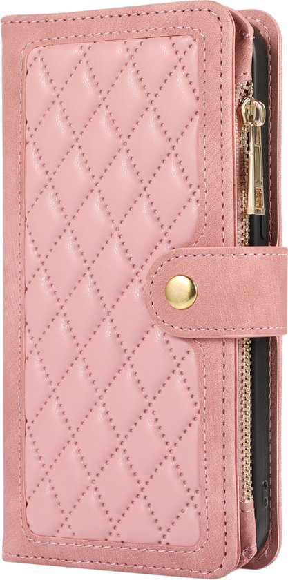 Étui adapté pour Samsung Galaxy A14 5G - Bookcase - Porte carte - Portefeuille - Cordon - Simili cuir - Rose