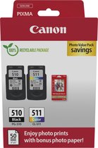Canon inktcartridge PG-510 en CL-511, 220 pagina's, OEM 2970B017, 4 kleuren