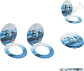vidaXL Toiletbril - MDF Deksel - Chroom-zinklegering Scharnieren - 42.5 x 35.8 cm - 43.7 x 37.8 cm - 28 x 24 cm - 5.3 - 5.5 cm - Met Pinguïn-ontwerp - Toiletbril