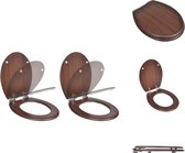 vidaXL Toiletbrillen - Bruin - 45 x 36 x 5 cm - MDF-deksel - Soft Close - 2 stuks - Toiletbril