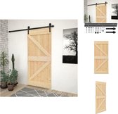 vidaXL Schuifdeurset - Massief grenenhout - 100 x 210 x 3.6 cm - Zwart staal - Deur