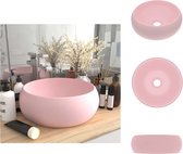 vidaXL Vessel Sink - Round Ceramic - 400x150 mm - Matte Pink - Wastafel