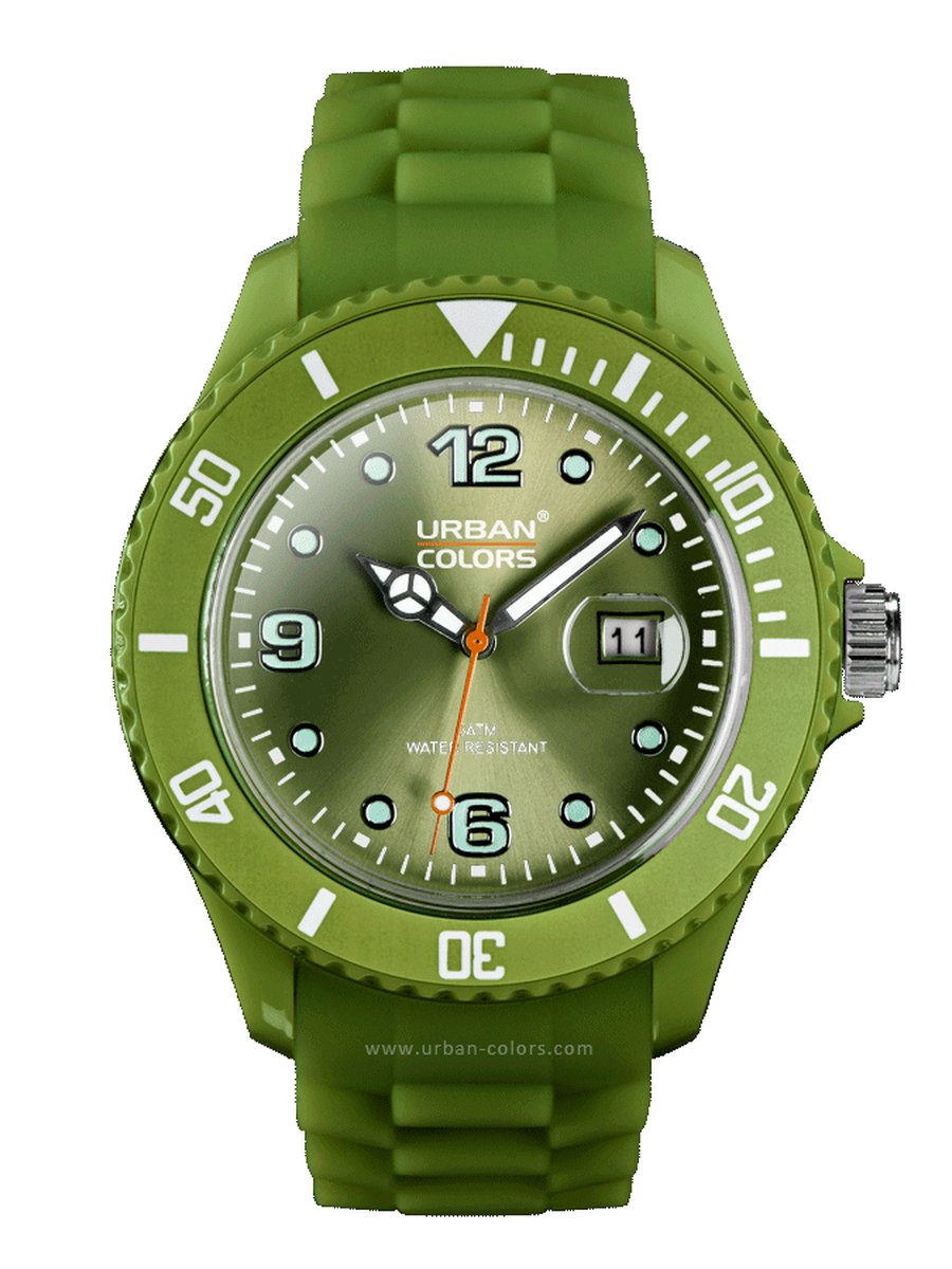 URBAN COLORS Horloge Olive Green - Inclusief luxe verpakking