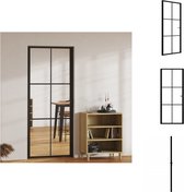 vidaXL Deurglas - Glazen deur - 83 x 201.5 cm - Sterk en stevig - Transparante glaspanelen - Modern ontwerp - Zwart en transparant - Gehard glas en aluminium - Deurhor
