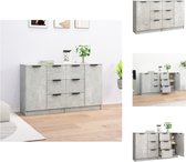 vidaXL Dressoirs Betongrijs - Set van 2 - 60 x 30 x 70 cm - Gemakkelijk schoon te maken materiaal - Keukenkast