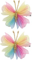 Vlinder speldjes - 2 Stuks - Haaraccessoires - Regenboogkleur - Rainbow - Haarklem - Haarclipje Haarschuifje