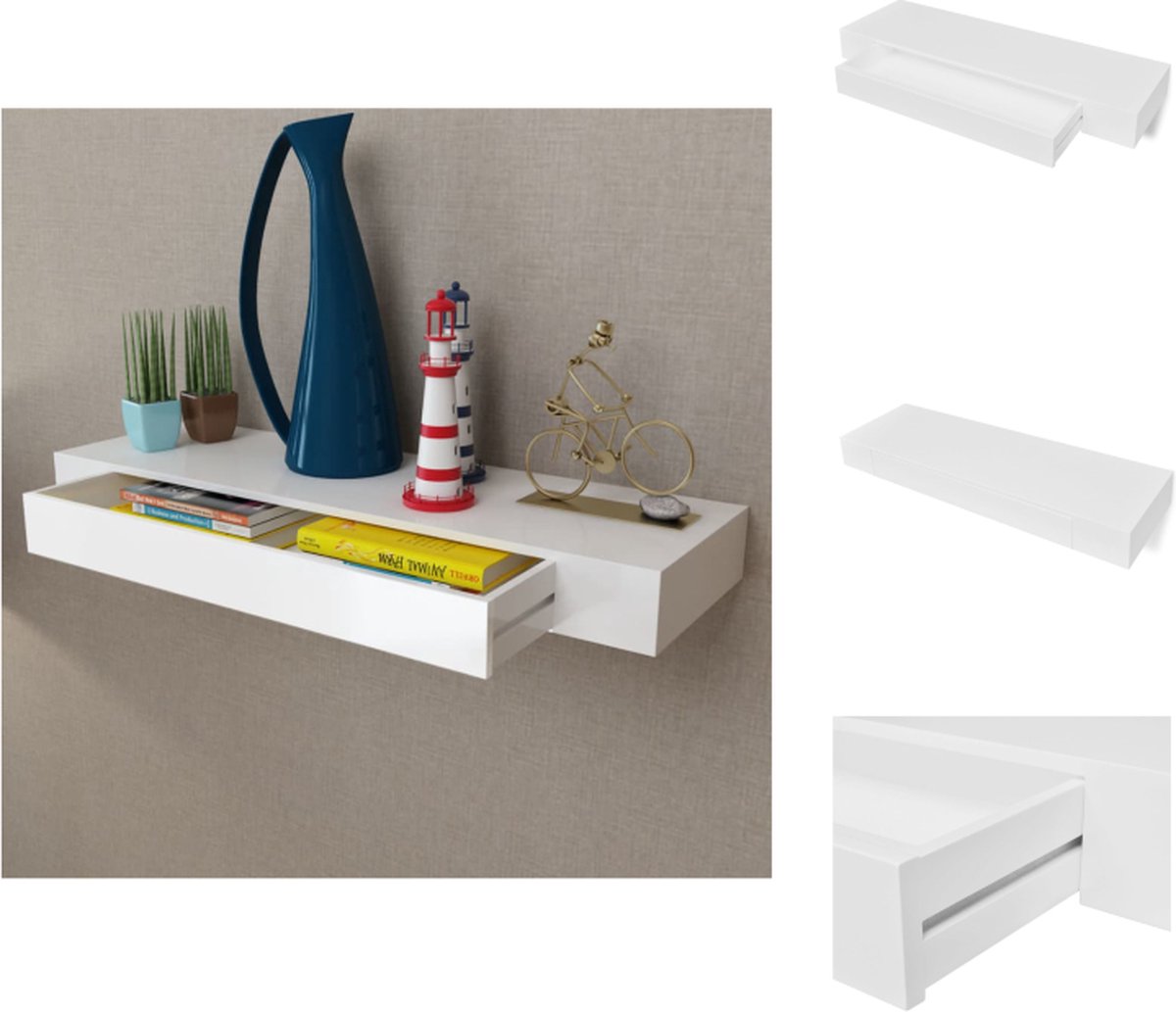VidaXL Wandschap 80x25x8 cm Onzichtbaar montagesysteem Wit MDF Wandsteun