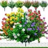 12 bundels kunstbloemen voor buiten, kunstbloemen, UV-bestendige plastic bloemen, decoratie, weerbestendige kunstbalkonplanten voor balkon, tuin, balkonbak, bloembak voor binnen en buiten