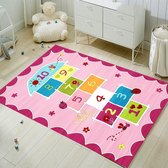 Hopscotch Vloerkleed voor de kinderkamer, springmat, speeltapijt voor meisjes en jongens, springmat voor kinderen (80 x 160 cm)