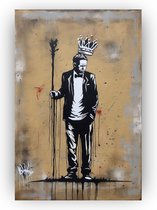 Man banksy - Schilderij man - Banksy schilderij - Woonkamer banksy - Canvas schilderijen - Schilderijen mensen - 60 x 90 cm 18mm