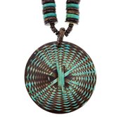 Behave - Houten kralenketting - Boho look - Met ronde hanger
