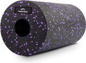 Fasciarol 30 cm middelhard in set in zwart/lila - professionele fasciarol voor de rug en wervelkolom - foam roller - massagerol