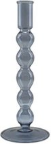 Kandelaars en kaarsenhouders - glazen kandelaar - kleurrijke kandelaar - grijs - by Mooss - Hoog 23cm