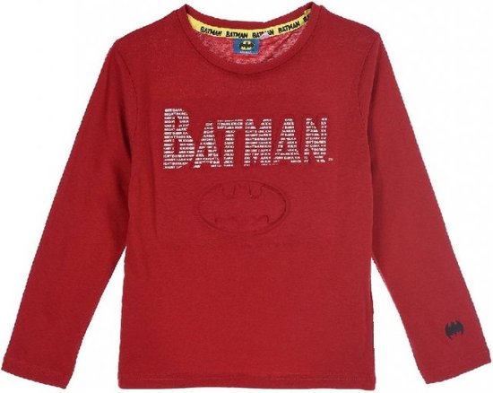 Batman - longsleeve - shirt - rood - maat 92/98
