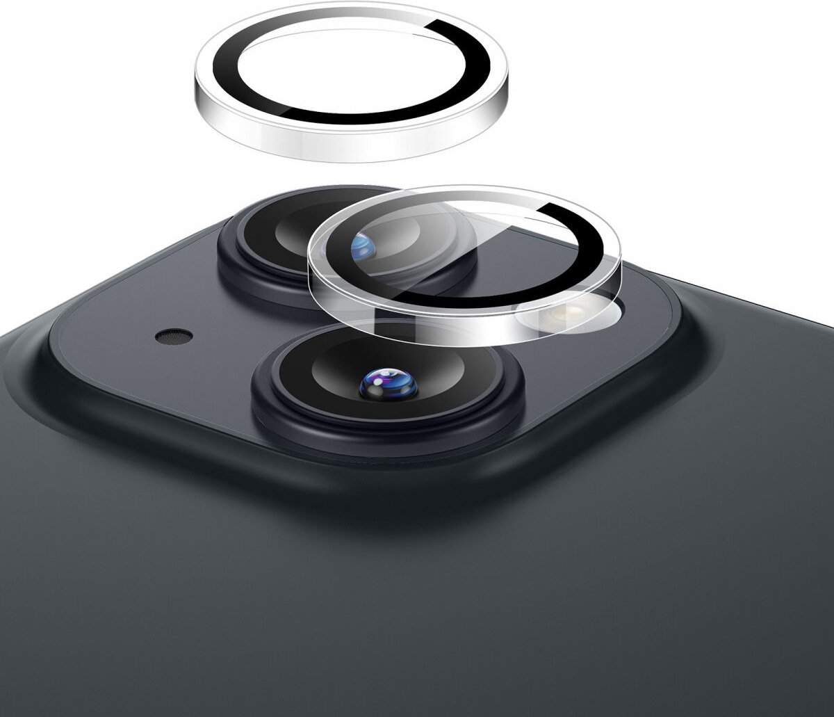 2-PACK | iPhone 15 Camera Lens Protector | (Kleur Zilver) | Duurzaam Gehard Glas, Krasbestendig, Ultra-helder Camera Shield