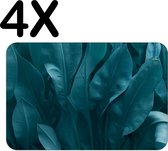 BWK Stevige Placemat - Groen - Blauwe Bladeren - Set van 4 Placemats - 45x30 cm - 1 mm dik Polystyreen - Afneembaar