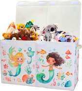 Opbergdoos met deksel voor kinderen, grote opvouwbare Oxford-speelgoedkist met handvat voor meisjes, waterdicht, robuust, speelgoedopslag in de kinderkamer, 65 x 30 x 40 cm (zeemeermin)