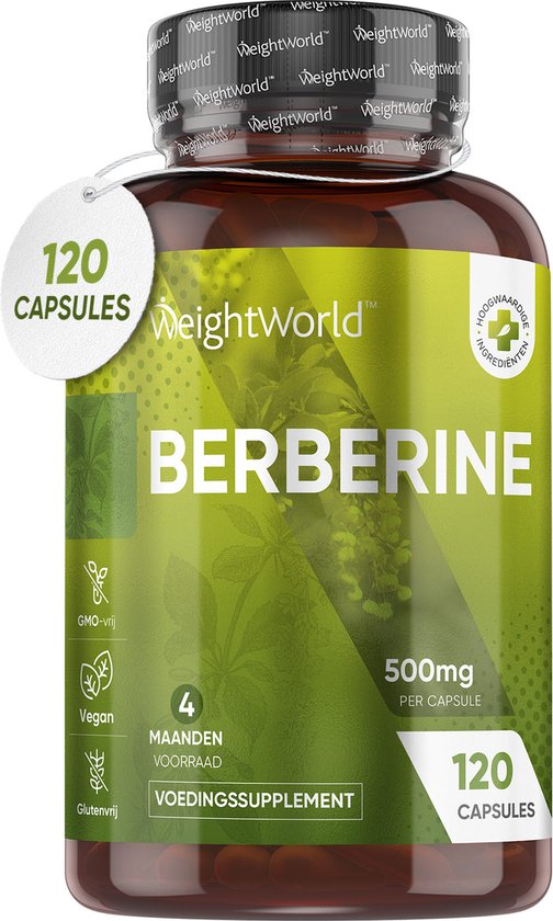 Foto: Weightworld berberine 500mg capsules zuurbes 120 capsules voor 4 maanden 95 hcl berberine supplement