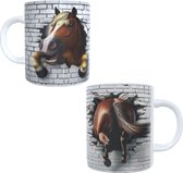 Bedrukte koffie beker - grappige thee mok - paard - paarden - paardenhoofd