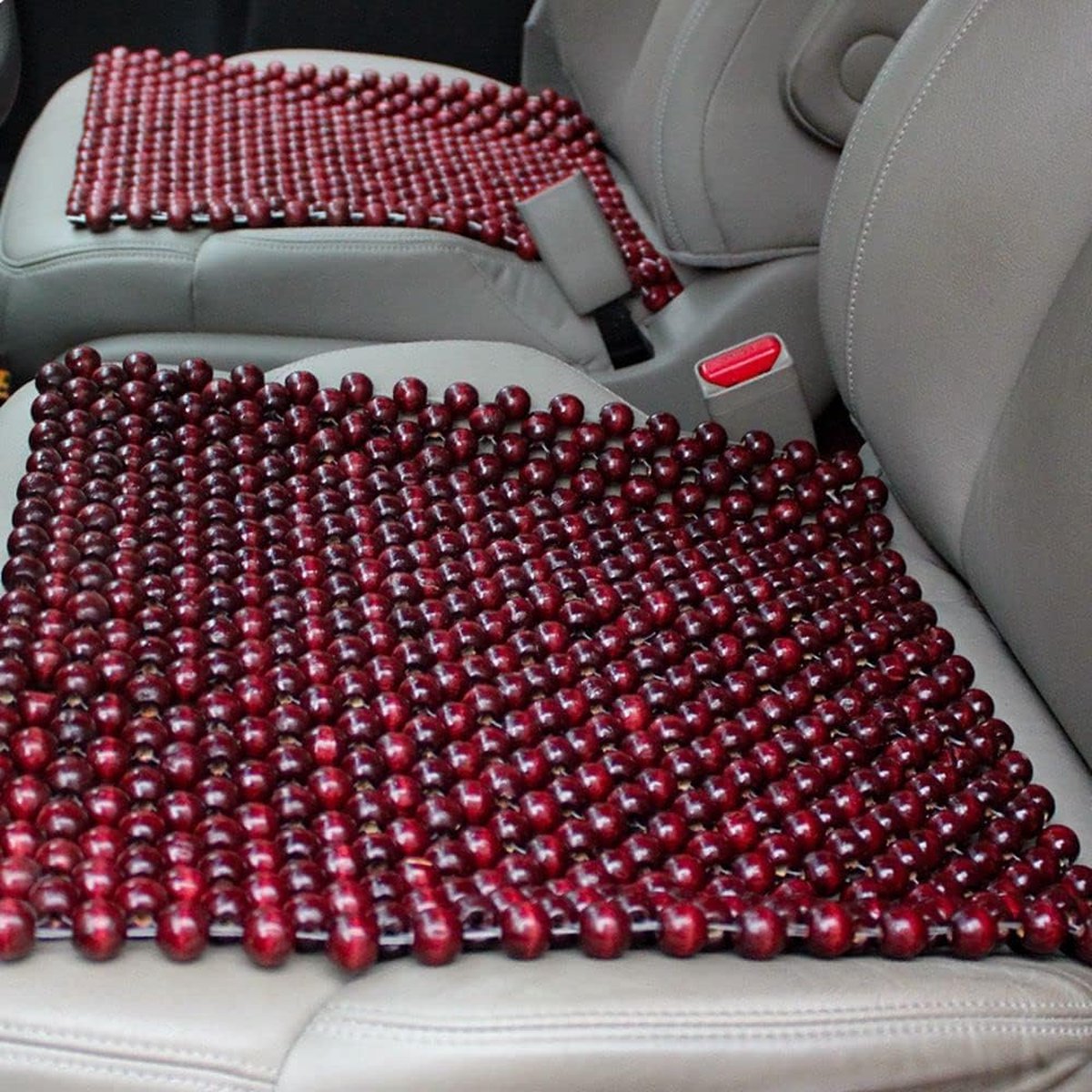 Coussin Siège Perles Bois LUMoony - 44x44cm - Antidérapant Respirant - Pour Voiture, Bureau Ou Maison
