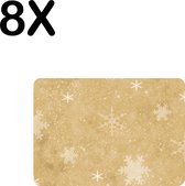 BWK Luxe Placemat - Patroon van IJskristallen en Sneeuwvlokken - Set van 8 Placemats - 35x25 cm - 2 mm dik Vinyl - Anti Slip - Afneembaar