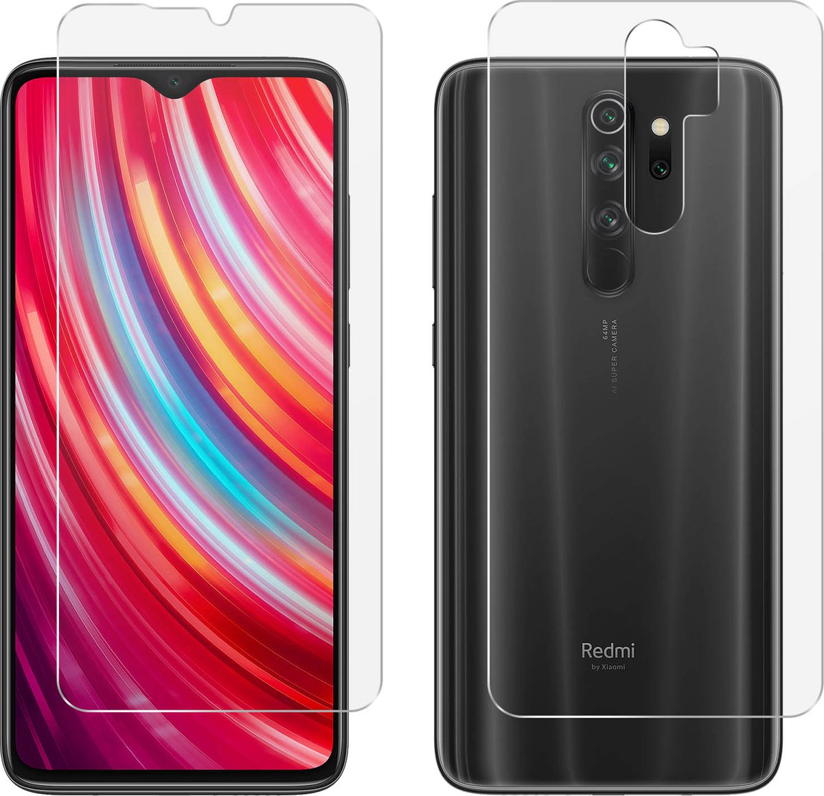Avizar Beschermende folie Geschikt voor Redmi Note 8 Pro, antibacterieel, Transparant
