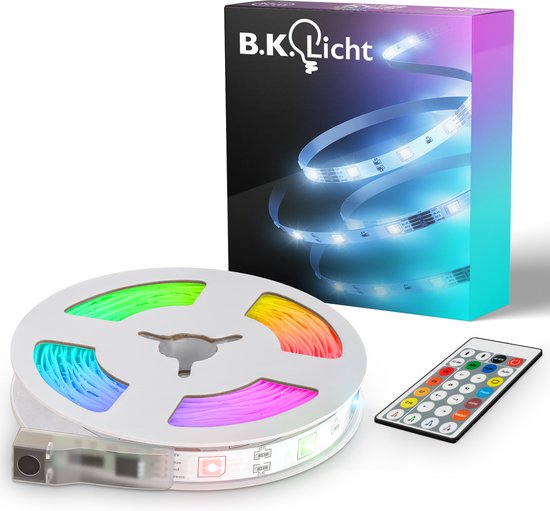 BK Licht - Bande LED RGBIC - 10 mètres - capteur de musique - éclairage courant - avec télécommande - changement de couleur - auto-adhésif