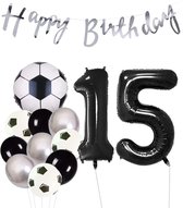Cijfer Ballon 15 | Snoes Champions Voetbal Plus - Ballonnen Pakket | Zilver en Zwart