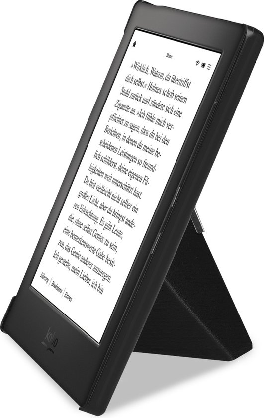 kwmobile e-reader hoesje geschikt voor Kobo Aura H2O Edition 1 hoes - Ereader flip case met standaard - E reader cover van kunstleer - In zwart van Merkloos — afbeelding 4