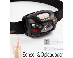 King Mungo Hoofdlamp LED Oplaadbaar met Sensor - Lichtgewicht voor Wandelen, Hardlopen & Klussen