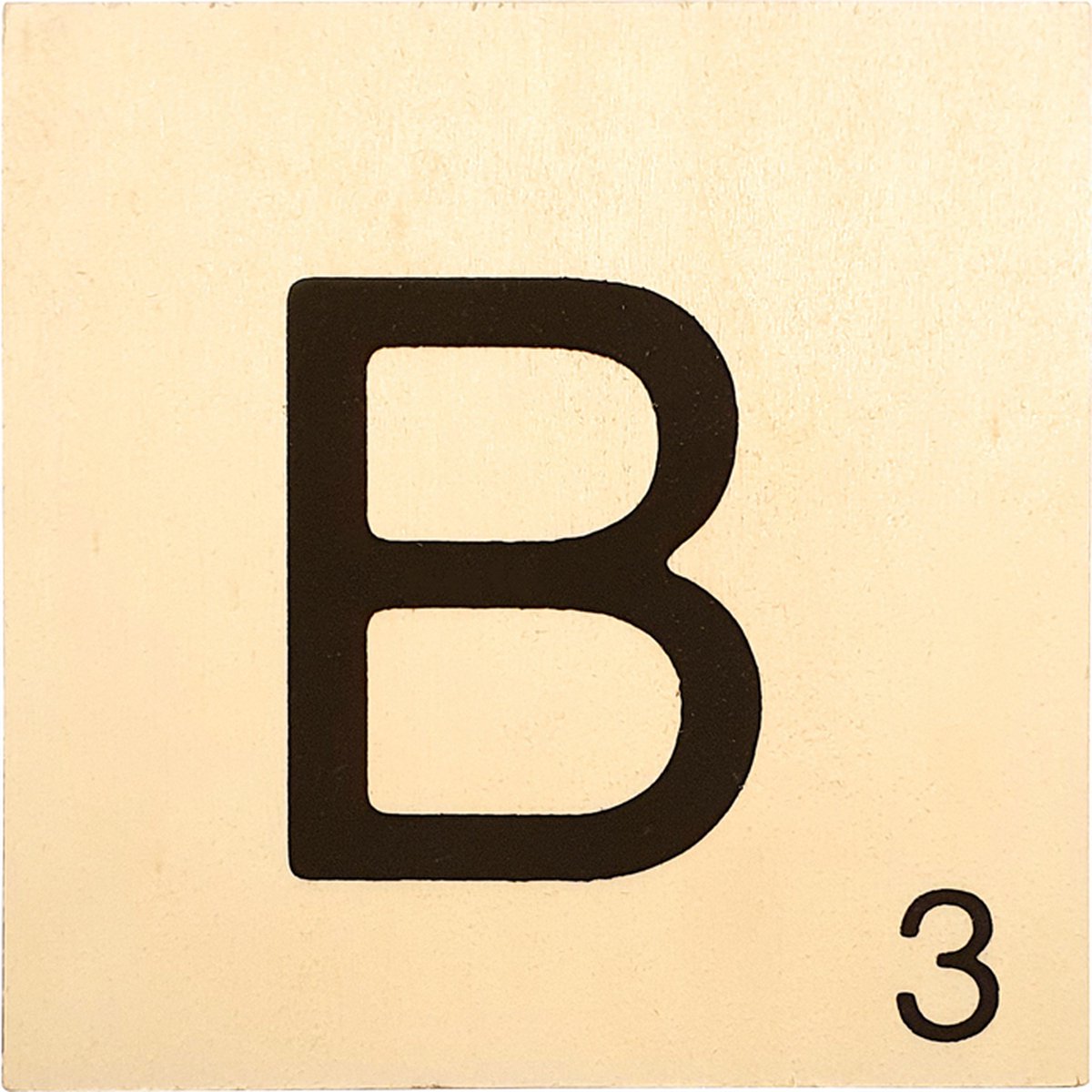Houten Bordje 10x10x0.5cm - B - Zwarte Letter/Woordwaarde - Onbehandeld - Onderzetter/Homedeco