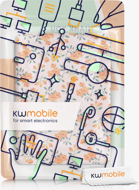 kwmobile e-reader hoesje geschikt voor Amazon Kindle Paperwhite 11. Generation 2021 hoes - E reader flip case met magnetische sluiting - Ereader cover - Gele bloemen design in geel / groen / beige van kwmobile — afbeelding 5