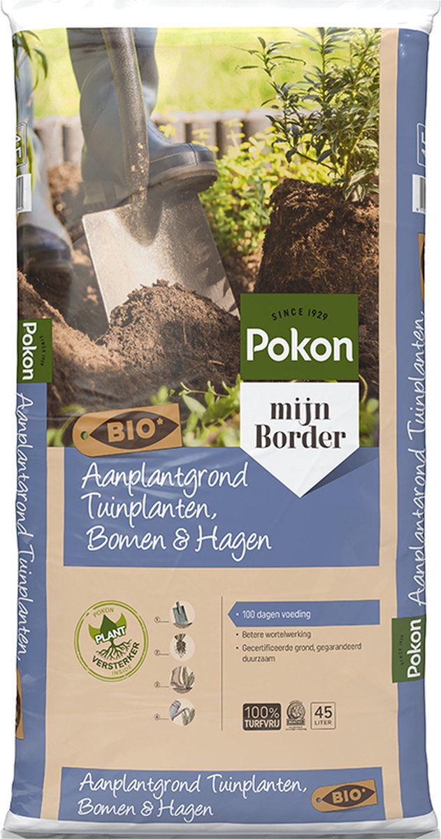 Pokon Bio Aanplantgrond voor Tuinplanten, Bomen & Hagen - 45l - 100 dagen voeding - turfvrij