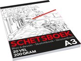 Creakit Schetsboek Pro A3 – Tekenpapier - A3 Formaat – 20 Vellen – 200 gram – Wit papier