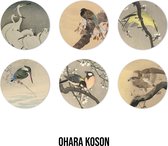 BONT | Onderzetters Ohara Koson - 6 stuks - schilderijen - Japans - Japandi - Coasters - Forex onderzetters - Rond