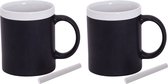 Welkom aan boord - beschrijfbare krijt koffiemok - 2x - wit/zwart - cadeau nieuwe collega/stagiair