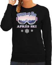 Bellatio Decorations Apres ski sweater voor dames - Queen of the apres ski - zwart - skien XL