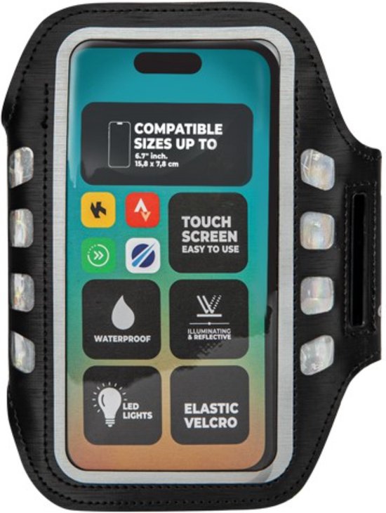 VirtuFit Hardloop Telefoon Armband Pro met LED - Waterdicht - Hardloop Telefoonhouder - LED Verlichting - Hardloop Armband