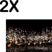 BWK Textiele Placemat - Vrolijke Muzieknoten op Zwarte Achtergrond - Set van 2 Placemats - 40x30 cm - Polyester Stof - Afneembaar