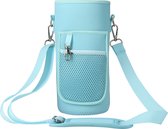 kwmobile fleshouder van neopreen - Voor flessen tot 2000ml - Met verstelbare schouderriem - Flessentas in blauw